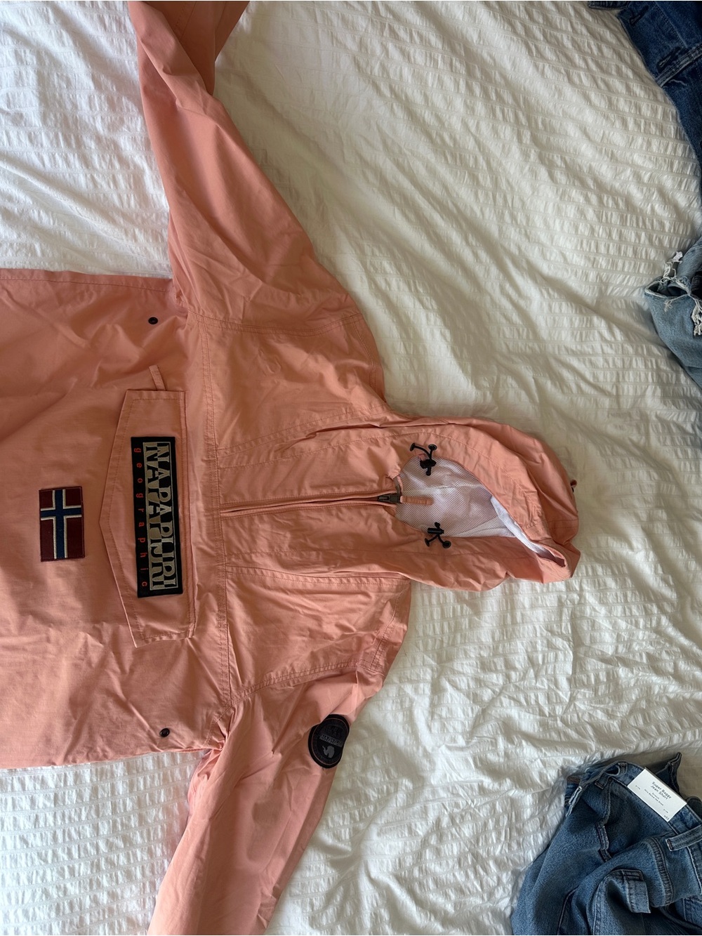 Napapijri Light Pink Hooded Anorak with Mesh Lining